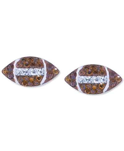 Crystal Pave Football Inspired Stud Earrings in Sterling Silver