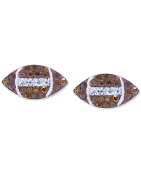 Crystal Pave Football Inspired Stud Earrings in Sterling Silver