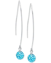 Crystal Pave Orb Threader Earrings Sterling Silver