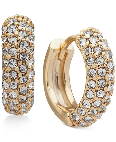 Dkny Gold-Tone Small Micropave Huggie Hoop Earrings, 7/10"