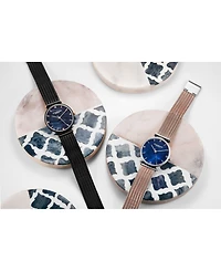 Stuhrling Women's Rose Gold - Silver Tone Mesh Stainless Steel Bracelet Watch 32mm