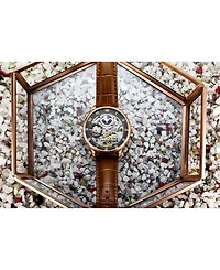 Stuhrling Men's Dark Brown Leather Strap Watch 40mm