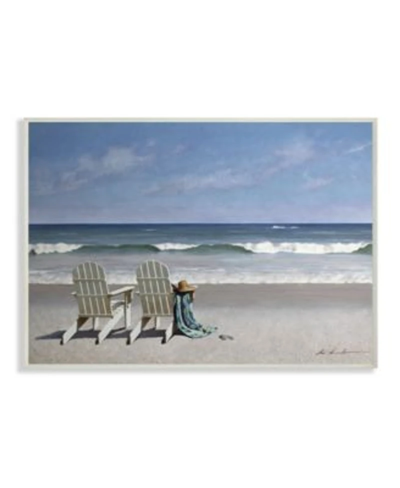 Stupell Industries Two White Adirondack Chairs On The Beach Wall Plaque Art Collection