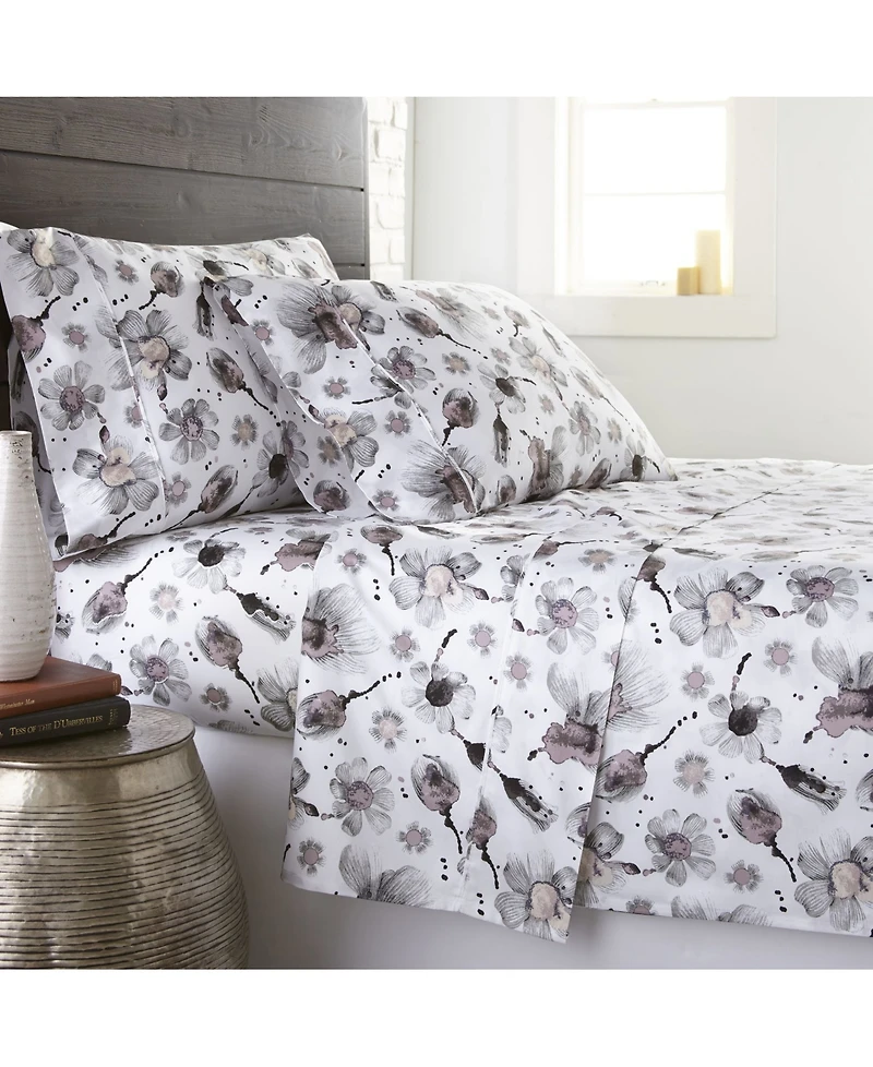 Southshore Fine Linens Watercolor Symphony Luxury Cotton Sateen 4-Pc. Extra Deep Pocket Sheet Set