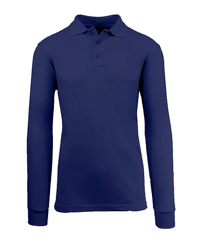 Galaxy By Harvic Men's Long Sleeve Pique Polo Shirt