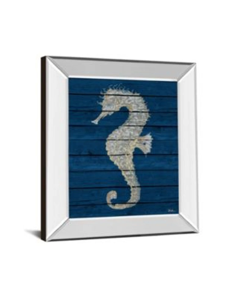 Classy Art Antique Seahorse On Blue By Patricia Pinto Mirror Framed Print Wall Art Collection