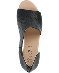 Journee Collection Women's Aretha Perforated Peep Toe Wedge Sandals