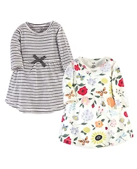 Touched by Nature Toddler Unisex Natural Cotton Short-Sleeve and Long-Sleeve Dresses