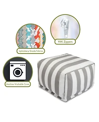 Majestic Home Goods Vertical Stripe Ottoman Square Pouf 27" x 17"