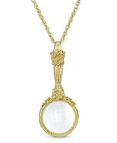 2028 Gold Tone Magnifying Glass Pendant 30" Necklace