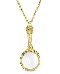 2028 Gold Tone Magnifying Glass Pendant 30" Necklace