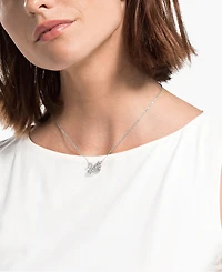 Swarovski Silver-Tone Dancing Swan Crystal Pendant Necklace, 15" + 2" extender
