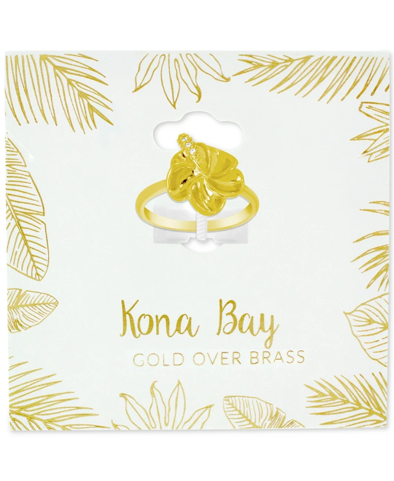 Kona Bay Crystal Accent Flower Ring Gold-Plate