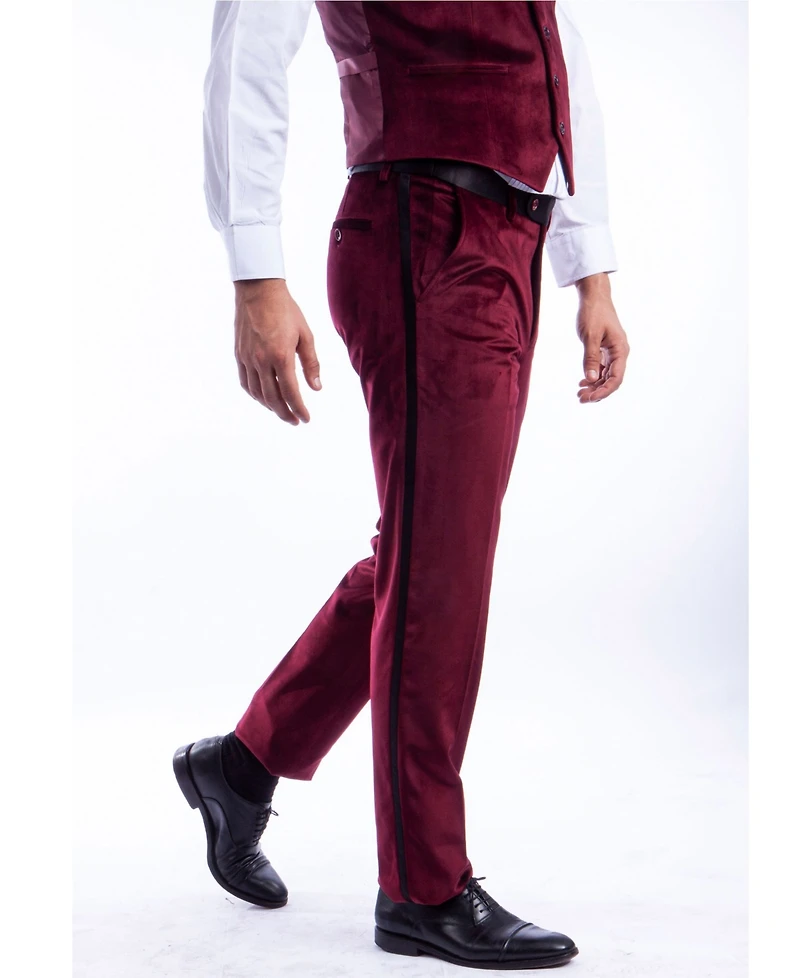 Bryan Michaels Men's Skinny Modern Fit Velvet Tuxedo Dress Pants
