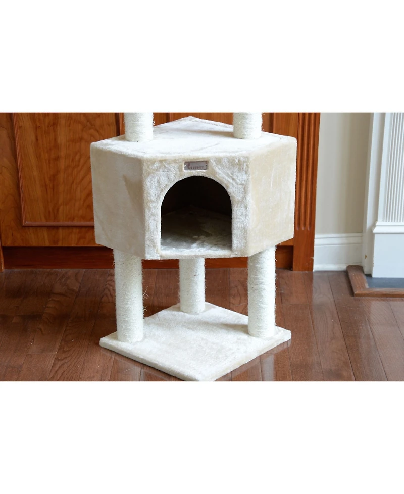 Armarkat GleePet GP78480321 48-Inch Real Wood Cat Tree in Beige with Perch and Playhouse