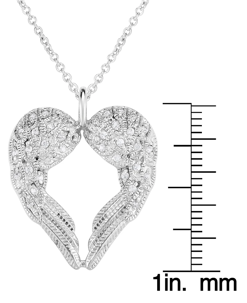 Cubic Zirconia Angel Wings Pendant In Silver Plate