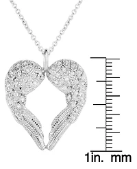 Cubic Zirconia Angel Wings Pendant In Silver Plate