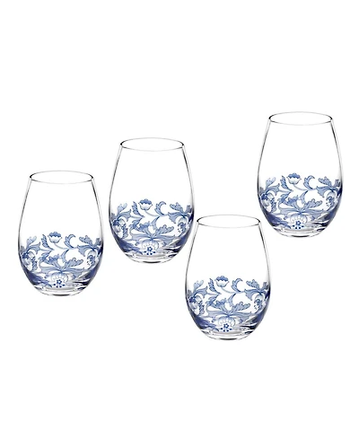 Spode Blue Italian Stemless Wine Glasses, Set of 4