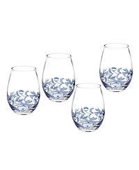 Spode Blue Italian Stemless Wine Glasses, Set of 4