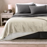 Bare Home Fleece Sherpa Throw Blanket