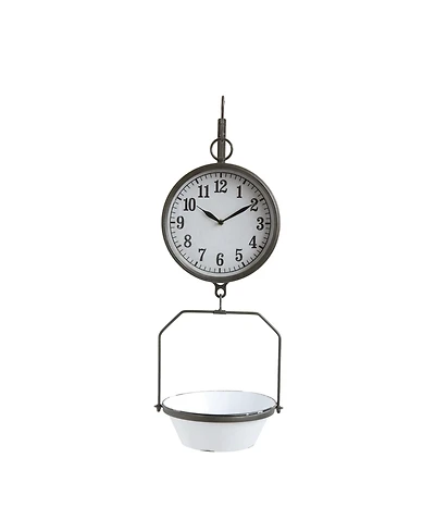Decorative Vintage-Like Reproduction Enameled Scale Wall Clock, White and Black