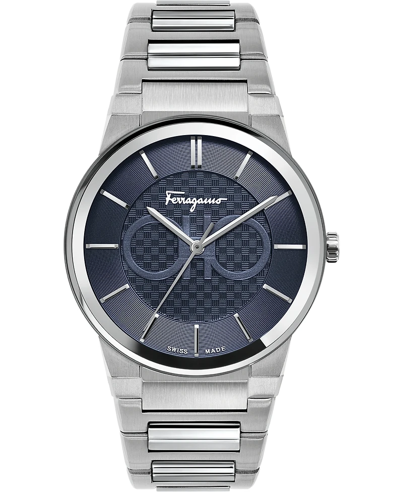Ferragamo Men's Swiss Sapphire Stainless Steel Bracelet Watch 41mm
