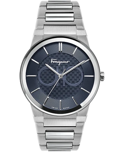 Ferragamo Men's Swiss Sapphire Stainless Steel Bracelet Watch 41mm