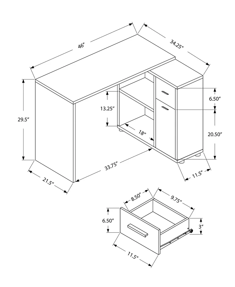 Monarch Specialties Computer Desk - 46" L with A Storage Cabinet