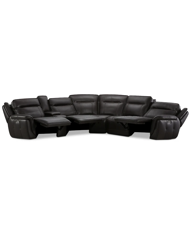 Lenardo 6-Pc. Leather Sectional with Power Recliners and Console