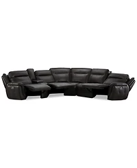 Lenardo 6-Pc. Leather Sectional with Power Recliners and Console