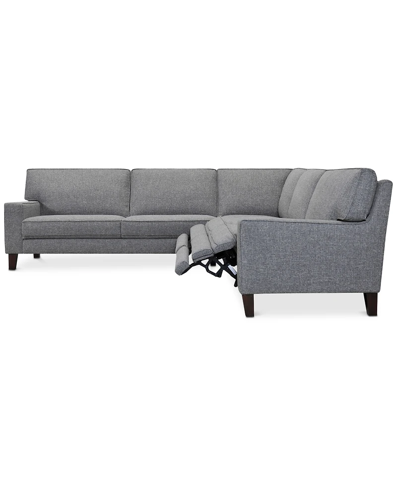 Closeout! Sandrew -Pc. Fabric Sectional with 2 Power Foot Rests