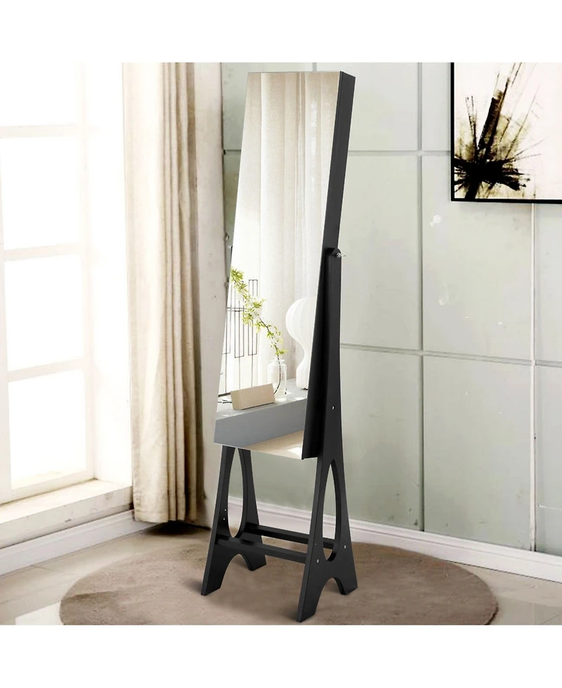 Costway Led Jewelry Cabinet Organizer Bevel Edge Mirrored Standing