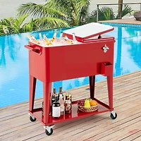 80-quart Cooler Beer Cart Outdoor Entertaining Rolling Party Steel Bar Bistro