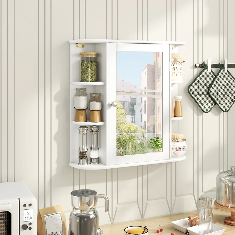 Gymax Bathroom White finish Multipurpose Mount Wall Surface Storage Cabinet Mirror