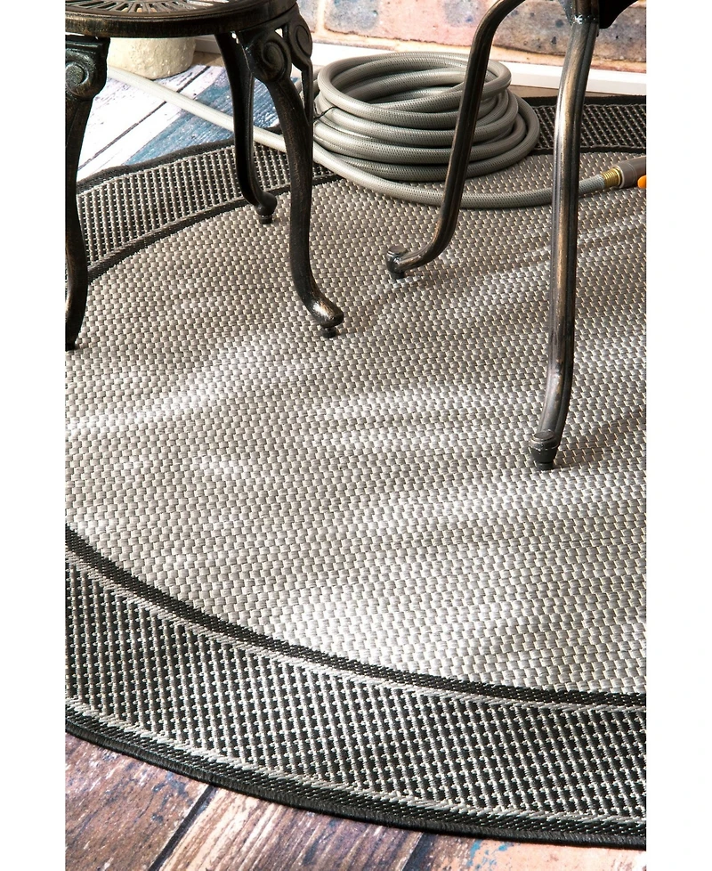 nuLoom Dawn Gris Border Gray 5'3" x 7'6" Outdoor Area Rug