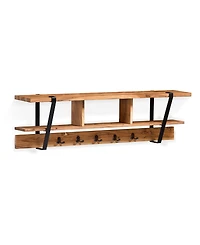 Alaterre Furniture Ryegate Natural Live Edge Bench with Coat Hook Shelf Set