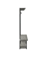 Alaterre Furniture Pomona Entryway Hall Tree with Bench, Shelves and Coat Hooks