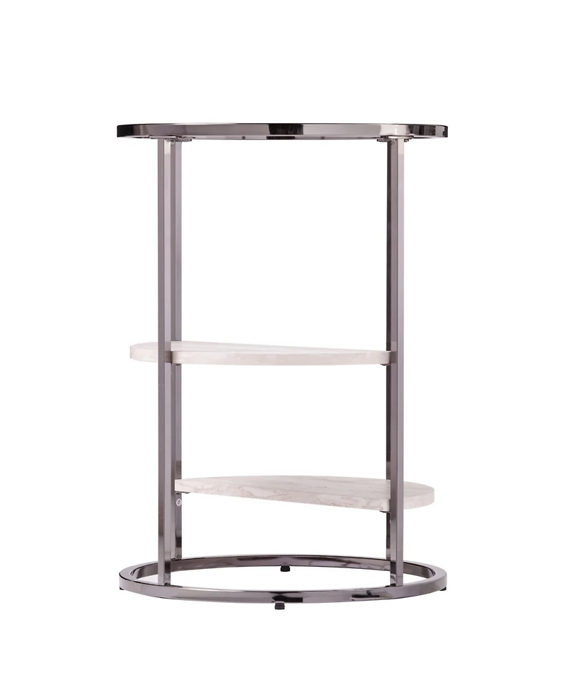Southern Enterprises Cabot Round Side Table with Faux Stone
