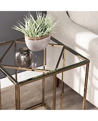 Southern Enterprises Imogen Contemporary End Table with Glass Top
