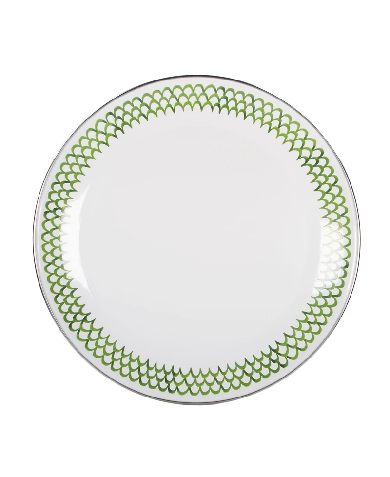 Golden Rabbit Scallop Enamelware Dinner Plates, Set of 4