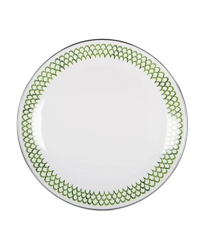 Golden Rabbit Scallop Enamelware Dinner Plates, Set of 4