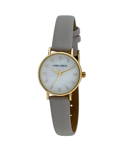 Laura Ashley Women's Mini Slim Clean Gray Polyurethane Strap Watch 26mm