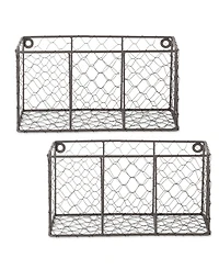 Design Imports Small Wall Mount Chicken Wire Basket Set of 2