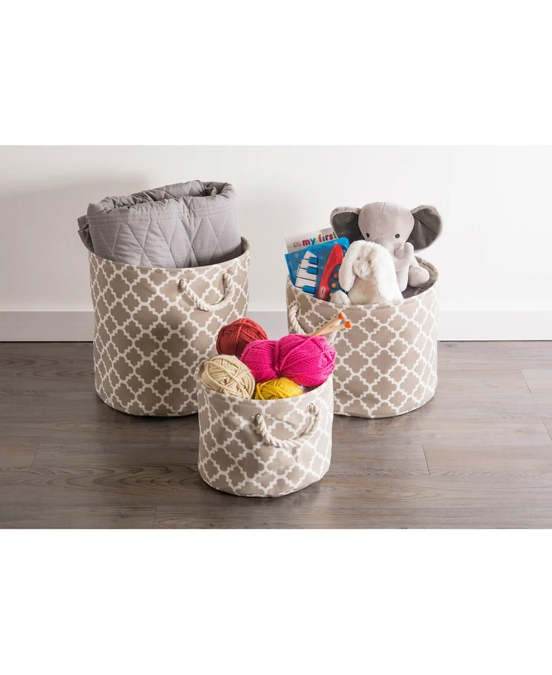 Design Imports Polyester Bin Lattice Brown Rectangle Large