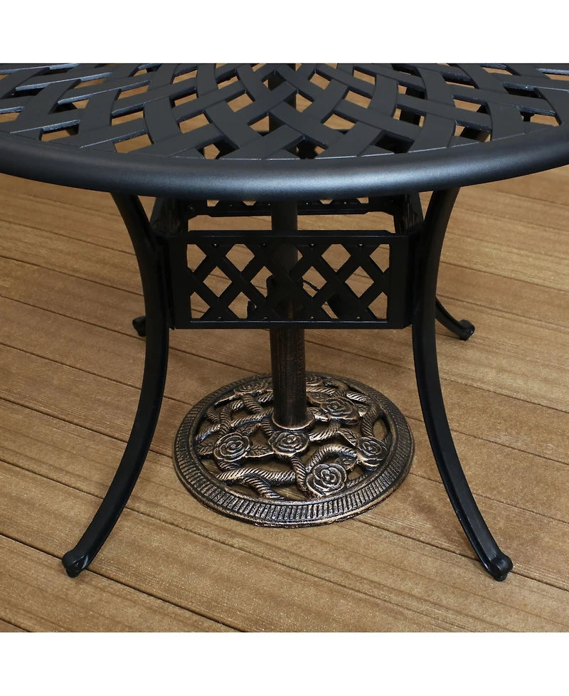 Rose Blossom 16-Inch Diameter Cast Iron Patio Umbrella Base Stand - Green