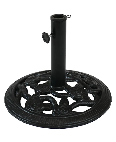 Rose Blossom 16-Inch Diameter Cast Iron Patio Umbrella Base Stand - Green