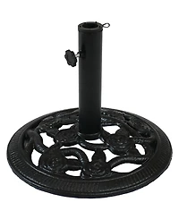Rose Blossom 16-Inch Diameter Cast Iron Patio Umbrella Base Stand - Green