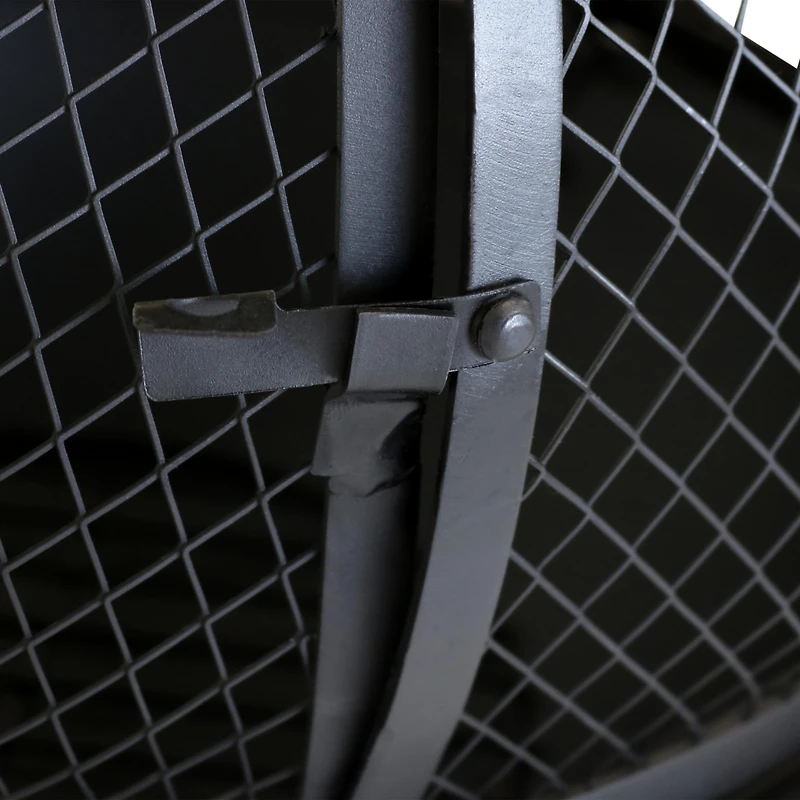 Outdoor Backyard Patio Steel Wood-Burning Fire Pit Chiminea with Rain Cap and Mesh Sides - 66" - Black