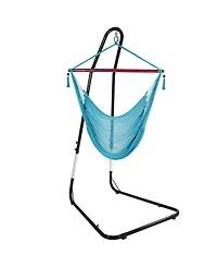 Caribbean Style Extra Large Hanging Rope Hammock Chair Swing with Stand - 300 lb Weight Capacity