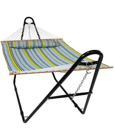 Double Quilted Fabric Hammock with Universal Steel Stand